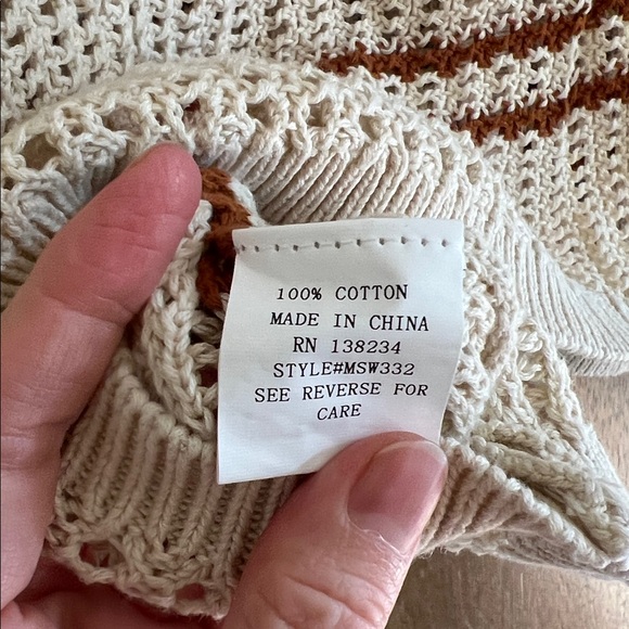 Striped crochet button front polo - Picture 5 of 5